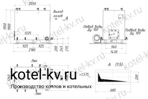 Котел 630 КВт с ОУР. Чертеж